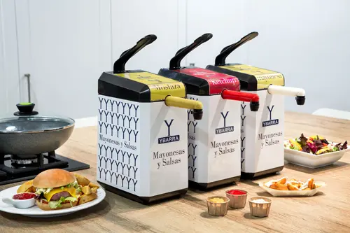dispensador mayonesas salsas ybarra pouch